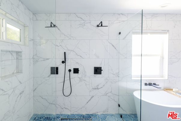 Bathroom, Glass Shower, Interior, Marble Walls