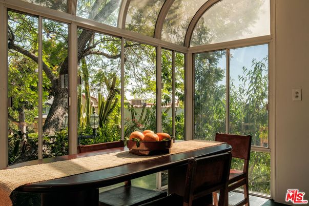 Dining room, Interior, Sun Room, Wood Texture Flooring