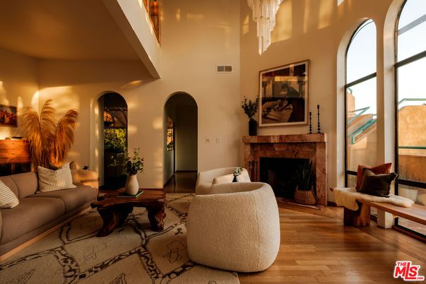 Chandelier, Fireplace, Interior, Living room, Wood Texture Flooring