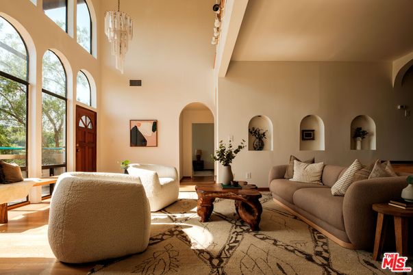 Chandelier, Interior, Living room, Wood Texture Flooring