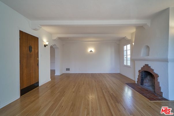 Empty room, Fireplace, Interior, Wood Texture Flooring