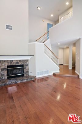 Fireplace, Interior, Recessed Lighting, Wood Texture Flooring