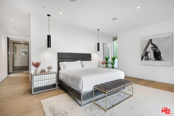 Bedroom, Interior, Pendant Lights, Recessed Lighting, Wood Texture Flooring