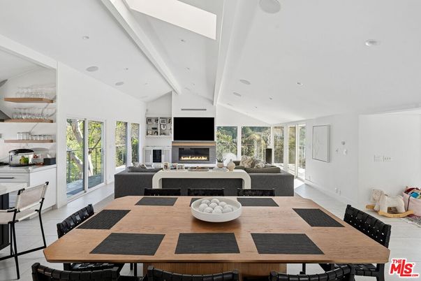 Dining room, Fireplace, Interior, Living room, Recessed Lighting