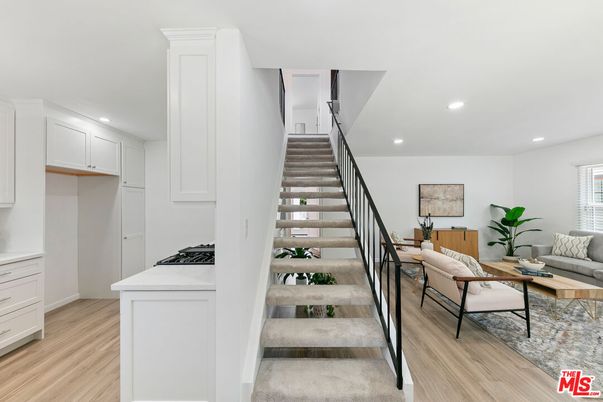 Interior, Kitchen, Living room, Recessed Lighting, Wood Texture Flooring