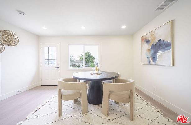 Dining room, Interior, Recessed Lighting, Wood Texture Flooring