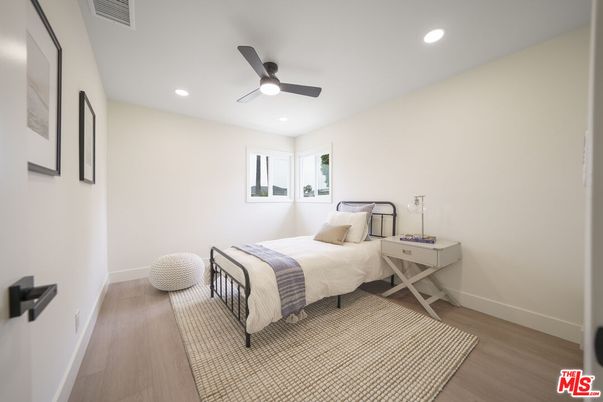 Bedroom, Home Office, Interior, Recessed Lighting, Wood Texture Flooring