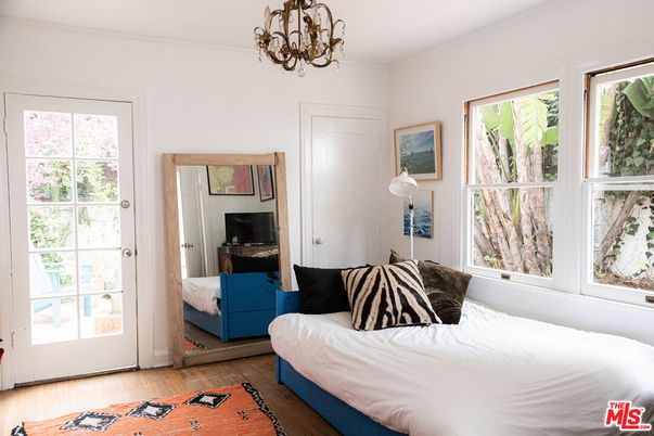 Bedroom, Chandelier, Interior, Wood Texture Flooring