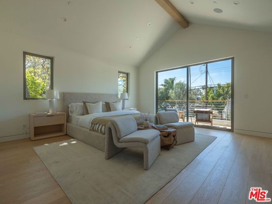 Bedroom, Interior, Recessed Lighting, Wooden Beams, Wood Texture Flooring
