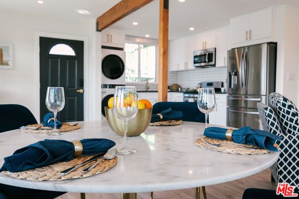 Interior, Kitchen, Recessed Lighting, Stainless Steel Appliances, Wooden Beams, Wood Texture Flooring