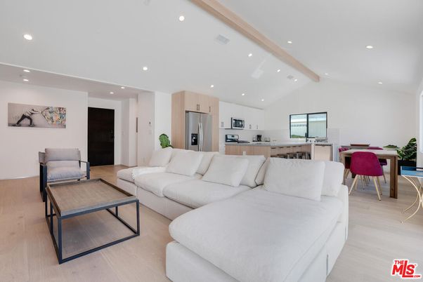 Dining room, Interior, Kitchen, Living room, Recessed Lighting, Stainless Steel Appliances, Wood Texture Flooring