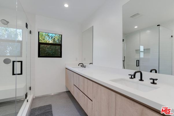 Bathroom, Dual Sink Vanities, Glass Shower, Interior, Recessed Lighting