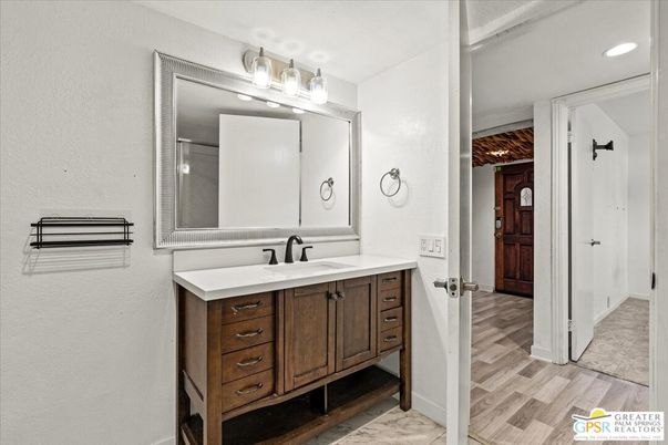 Bathroom, Interior, Recessed Lighting, Wood Texture Flooring