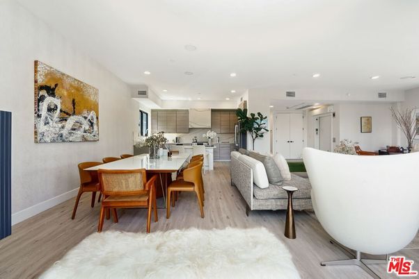Dining room, Interior, Kitchen, Living room, Recessed Lighting, Wood Texture Flooring