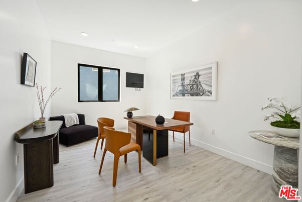 Dining room, Interior, Recessed Lighting, Wood Texture Flooring