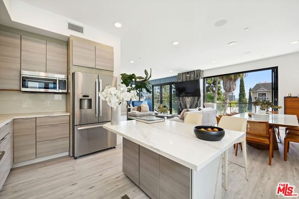 Dining room, Interior, Kitchen, Recessed Lighting, Stainless Steel Appliances, Wood Texture Flooring