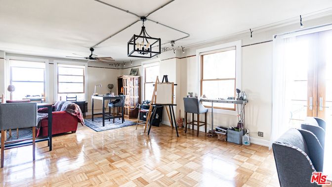 Home Office, Interior, Living room, Pendant Lights, Wood Texture Flooring