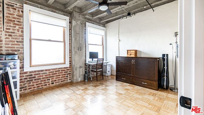 Home Office, Interior, Stone Walls, Wood Texture Flooring
