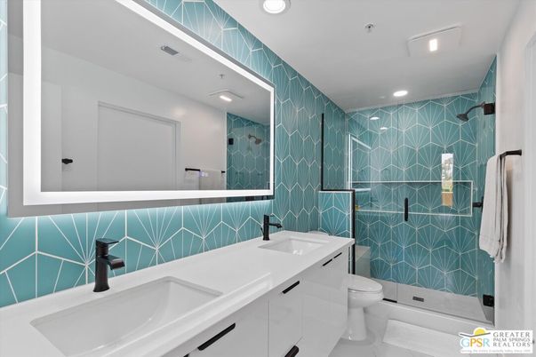 Bathroom, Dual Sink Vanities, Glass Shower, Interior, Recessed Lighting