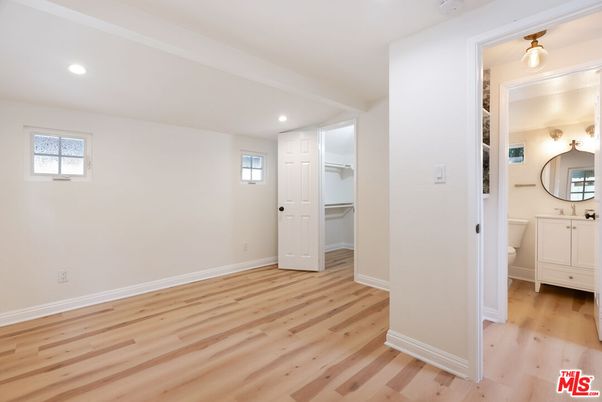 Bathroom, Empty room, Interior, Recessed Lighting, Wood Texture Flooring