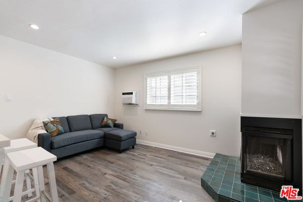 Fireplace, Interior, Recessed Lighting, Wood Texture Flooring