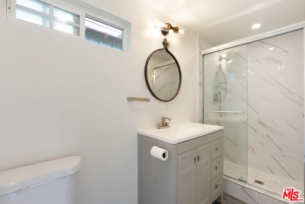 Bathroom, Glass Shower, Interior, Marble Walls, Recessed Lighting