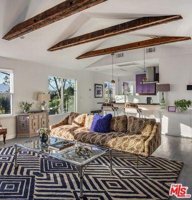 Interior, Living room, Pendant Lights, Wooden Beams, Wood Texture Flooring