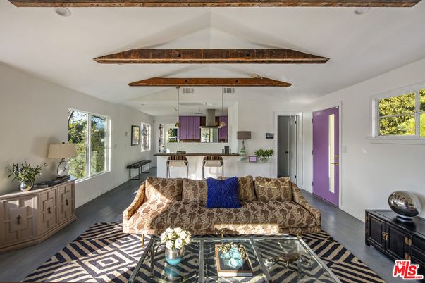 Interior, Kitchen, Living room, Recessed Lighting, Wooden Beams, Wood Texture Flooring