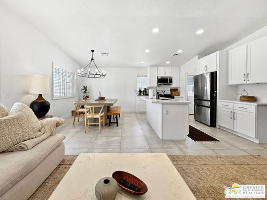 Dining room, Interior, Kitchen, Living room, Pendant Lights, Recessed Lighting, Stainless Steel Appliances