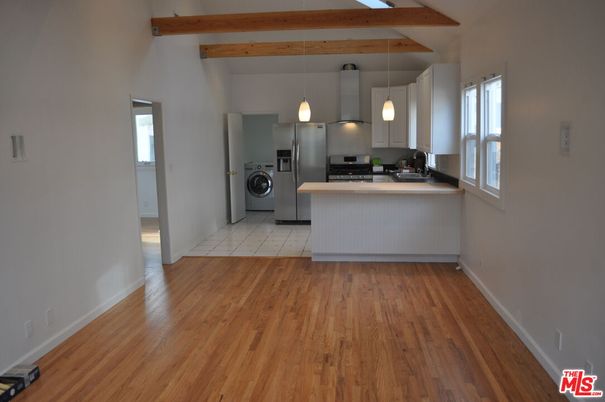 Interior, Kitchen, Pendant Lights, Wooden Beams, Wood Texture Flooring