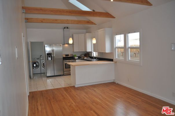 Interior, Kitchen, Pendant Lights, Recessed Lighting, Wooden Beams, Wood Texture Flooring
