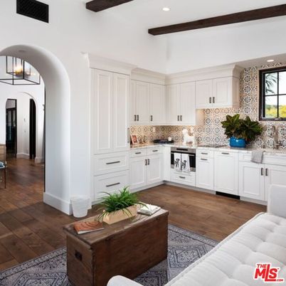 Interior, Kitchen, Recessed Lighting, Wooden Beams, Wood Texture Flooring