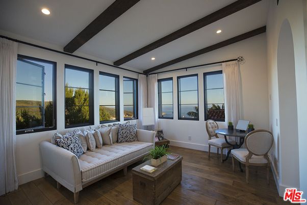 Interior, Living room, Recessed Lighting, Water, Wooden Beams, Wood Texture Flooring