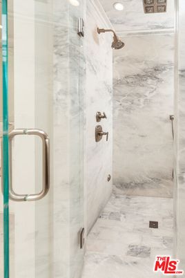 Bathroom, Glass Shower, Interior, Marble Walls, Recessed Lighting