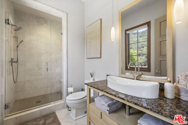 Bathroom, Glass Shower, Interior, Pendant Lights