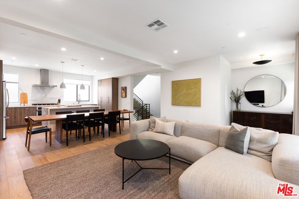 Dining room, Interior, Kitchen, Living room, Pendant Lights, Recessed Lighting, Wood Texture Flooring