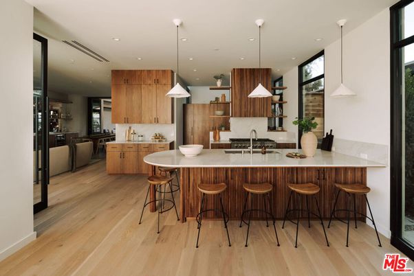 Interior, Kitchen, Pendant Lights, Recessed Lighting, Wood Texture Flooring
