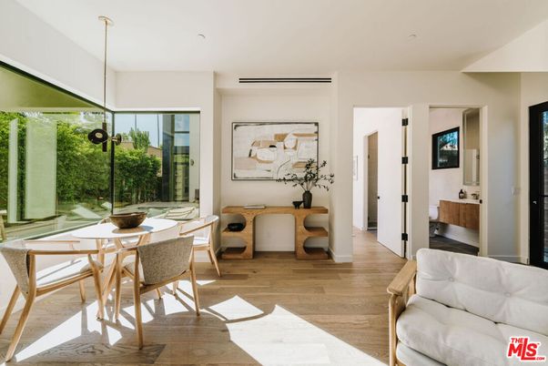 Dining room, Interior, Pendant Lights, Recessed Lighting, Wood Texture Flooring