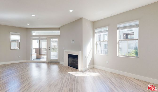 Empty room, Fireplace, Interior, Recessed Lighting, Wood Texture Flooring