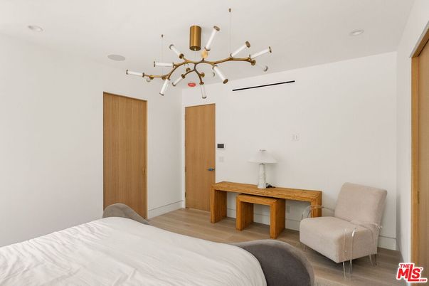 Bedroom, Interior, Pendant Lights, Recessed Lighting, Wood Texture Flooring