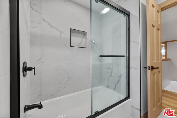 Bathroom, Glass Shower, Interior, Marble Walls, Recessed Lighting