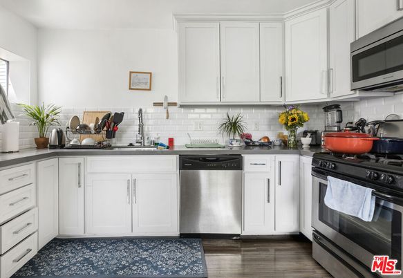 Interior, Kitchen, Stainless Steel Appliances, Wood Texture Flooring