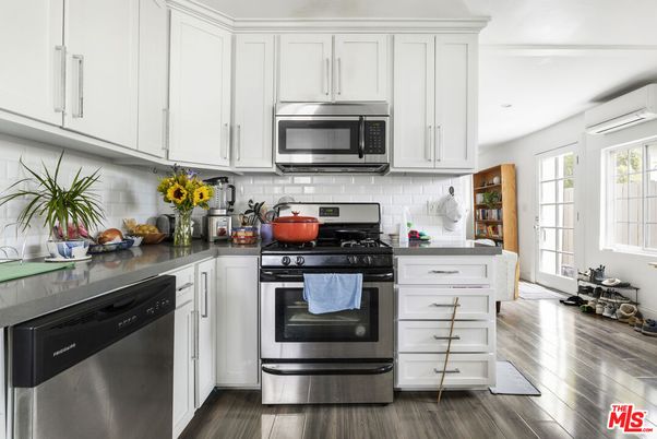Interior, Kitchen, Stainless Steel Appliances, Wood Texture Flooring