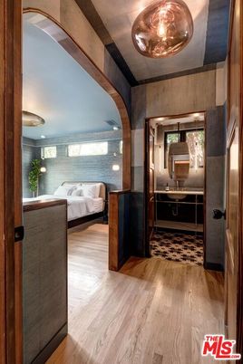 Bedroom, Interior, Pendant Lights, Recessed Lighting, Wood Texture Flooring