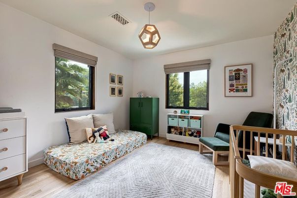 Bedroom, Interior, Pendant Lights, Wood Texture Flooring