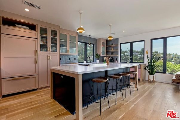 Interior, Kitchen, Pendant Lights, Recessed Lighting, Wood Texture Flooring