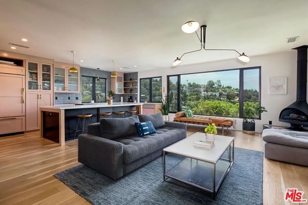 Interior, Kitchen, Living room, Pendant Lights, Recessed Lighting, Wood Texture Flooring