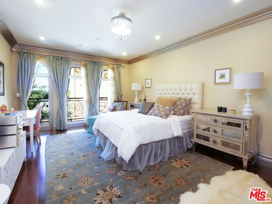 Bedroom, Chandelier, Interior, Recessed Lighting, Wood Texture Flooring