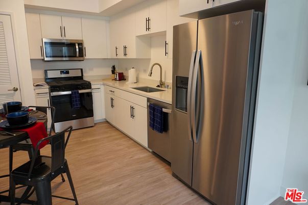 Interior, Kitchen, Stainless Steel Appliances, Wood Texture Flooring