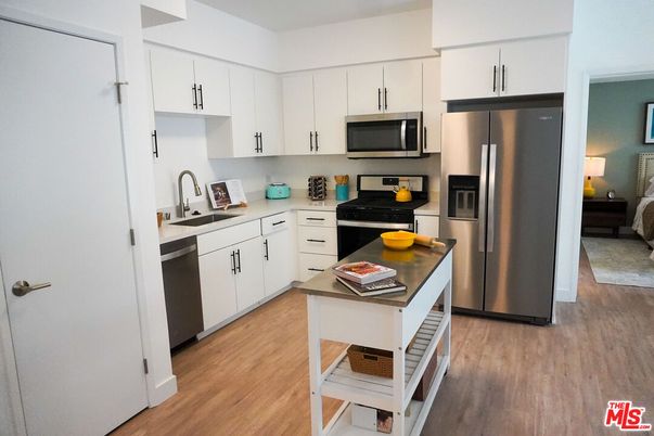Interior, Kitchen, Stainless Steel Appliances, Wood Texture Flooring